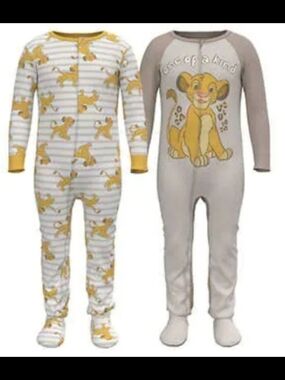 Disney Lion King Footed One-Piece Pajamas in Yellow and Gray